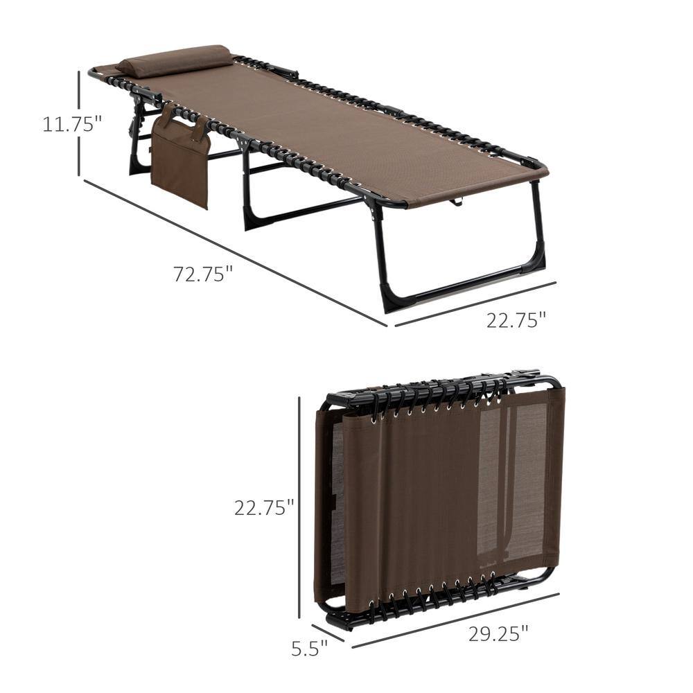 Brown Adjustable Reclining Chaise Lounge with Removable Pillow