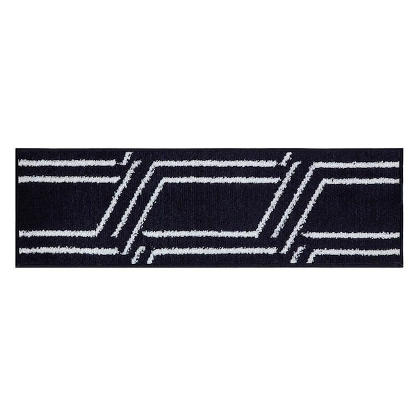 Plaza Collection Navy 9 in. x 28 in. Polypropylene Stair Tread Cover (Set of 15)