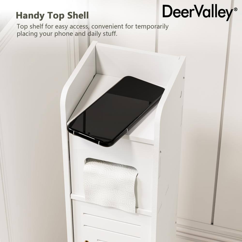 White PVC Bathroom Storage Cabinet with Toilet Paper Holder