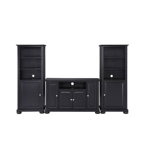 Crosley Alexandria TV Stand and 2-Audio Piers in Black