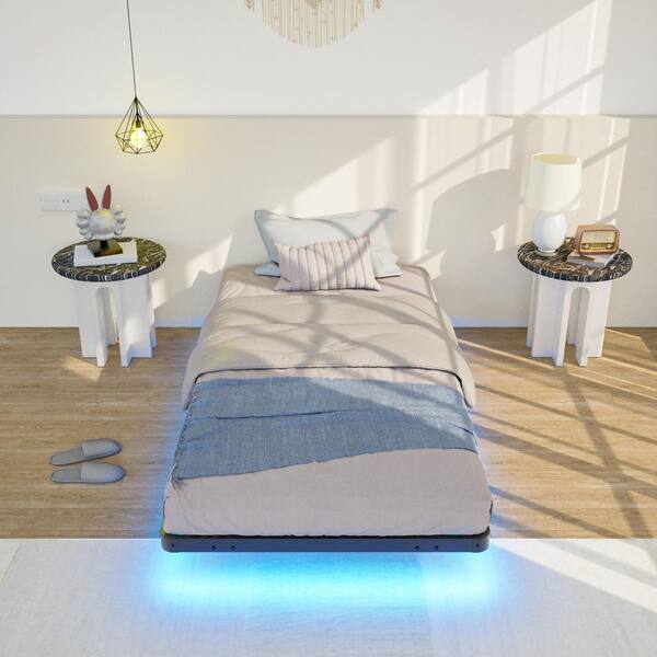 Lusimo Black LED Floating Bed Frame Twin Platform Bed