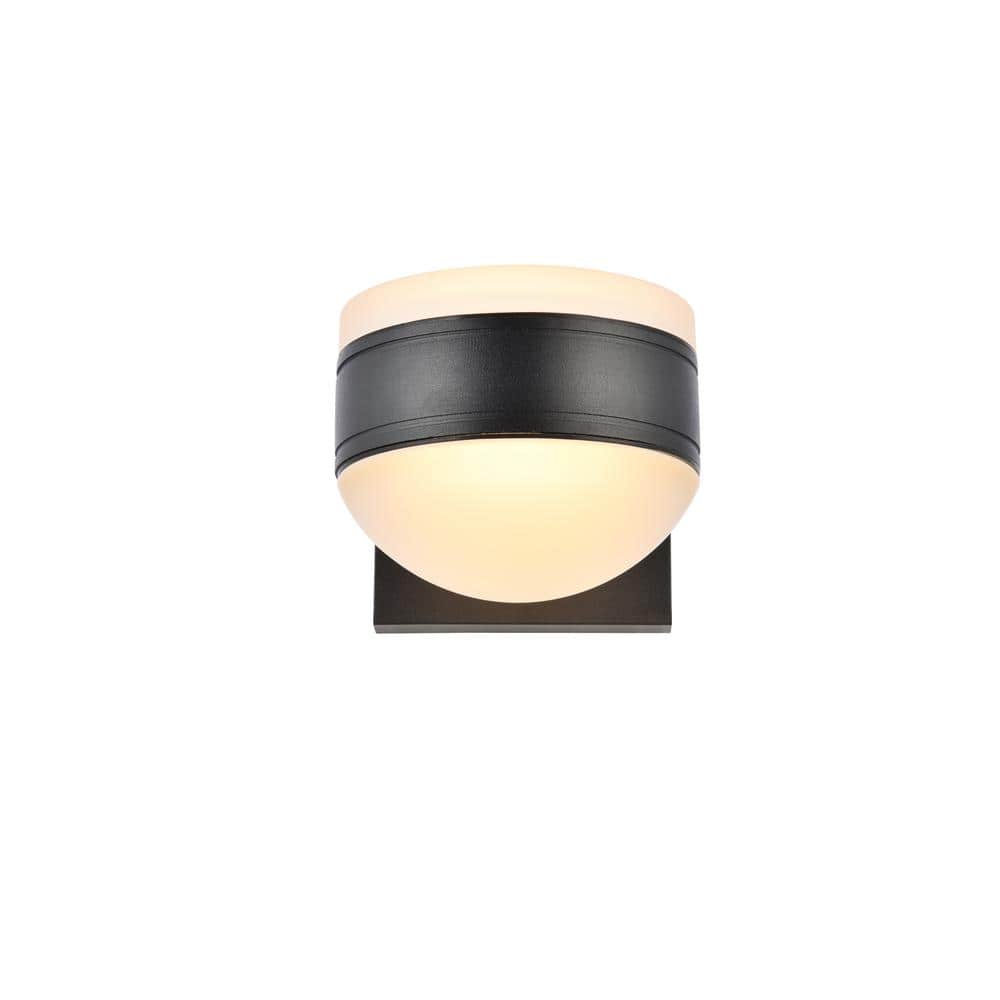 Timeless Home 1-Light Round Black LED Outdoor Wall Sconce (5W x 5H x 6