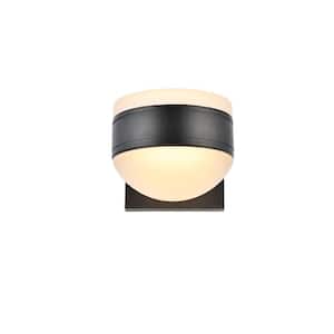 Timeless Home 1-Light Round Black LED Outdoor Wall Sconce (5"W x 5"H x 6.75"E)