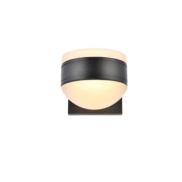 Unbranded Timeless Home 1-Light Round Black LED Outdoor Wall Sconce (5"W x 5"H x 6.75"E)