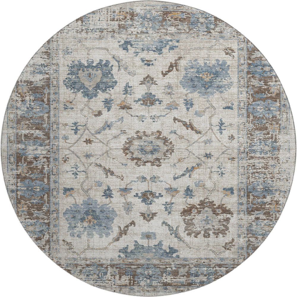 Mayfield Premium Machine Washable Abstract AMF1976 Putty 8 ft. x 8 ft. Round Rug price history on PriceWatchPro
