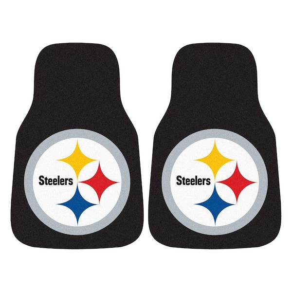 FANMATS Pittsburgh Steelers 18 in. x 27 in. 2-Piece Carpeted Car Mat Set