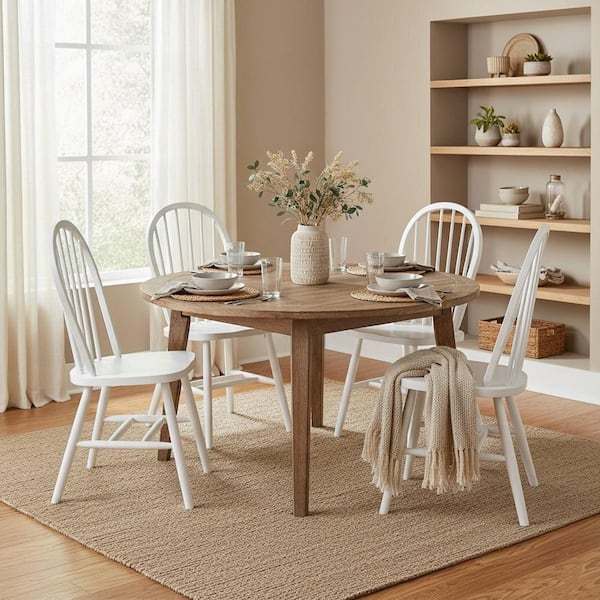 International Concepts White Solid Wood Windsor Spindle Back Chair