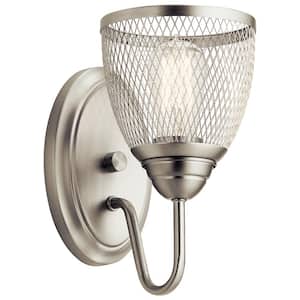 Voclain 1-Light Brushed Nickel Bathroom Indoor Wall Sconce Light with Mesh Shade