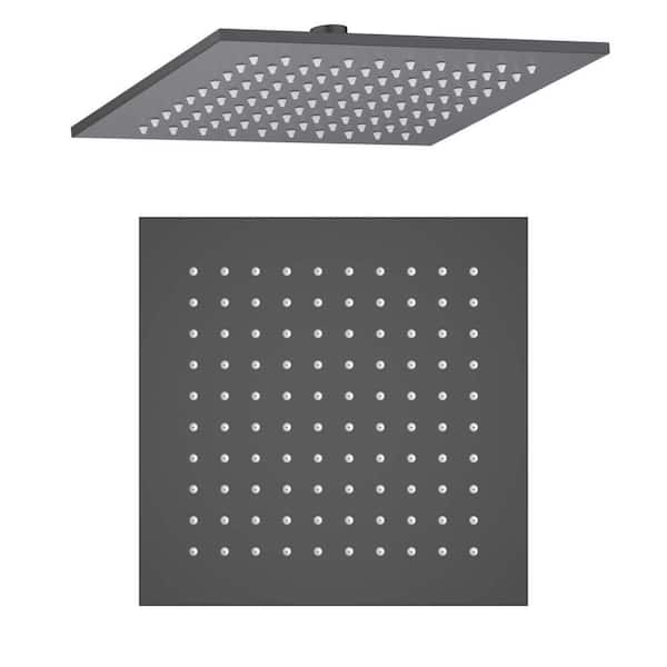 Cube 1-Spray Patterns with 1.75 GPM 10 in. Wall Mount Rain Fixed Shower Head with Easy to Install in Matte Black
