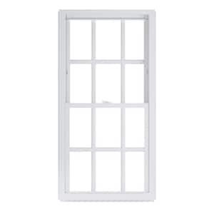 28 in. x 62 in. 50 Series Low-E Argon SC Glass Double Hung White Vinyl Replacement Window with Grids, Screen Incl