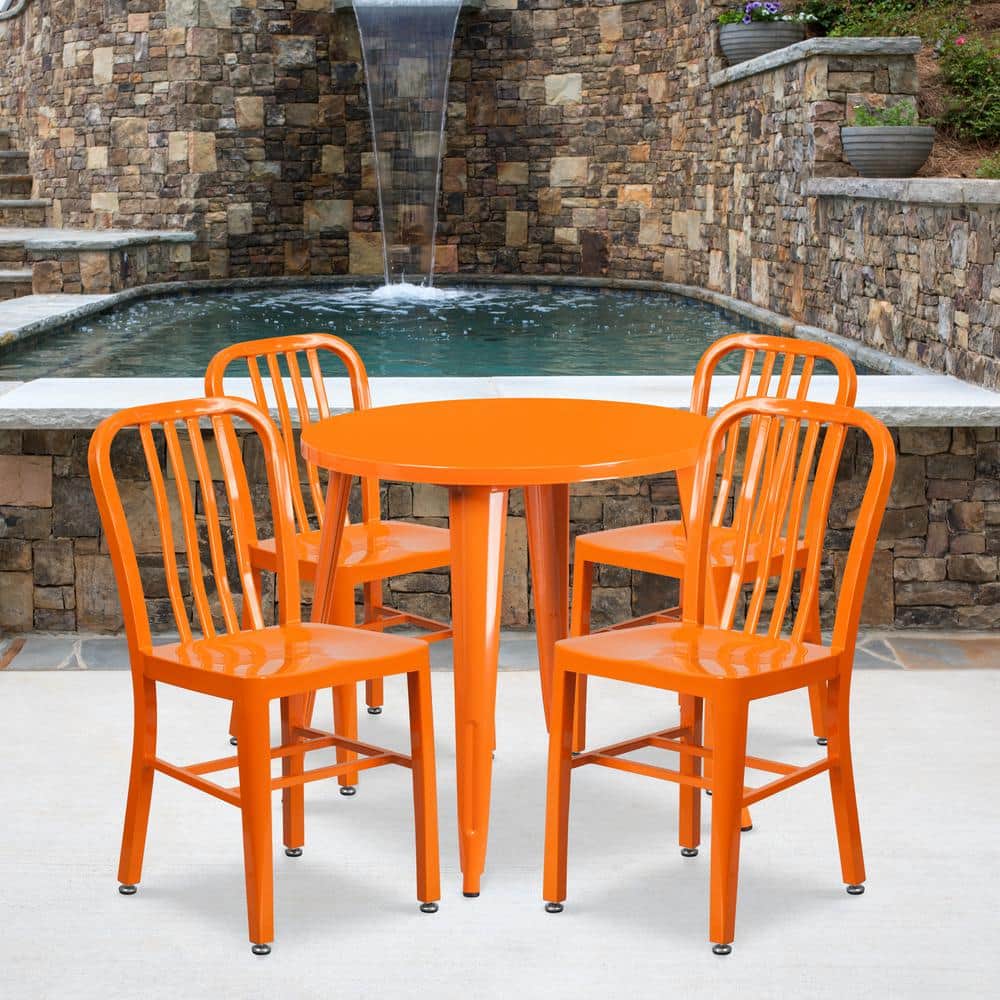 Orange 5-Piece Metal Round Outdoor Bistro Set price history on PriceWatchPro