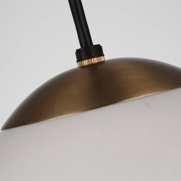 Iracema 14 in. 1-Light Contemporary Satin Brass Ceiling Pendant Light with Smooth White Glass Shade