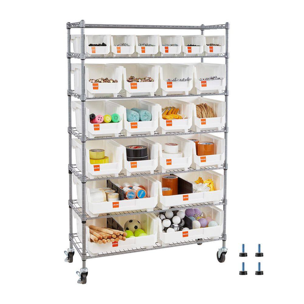 7-Tier Rolling Bin Storage Rack, 22 Organizer Bins, Bin Rack Storage Steel Wire Shelving System with Wheels for Garage price history on PriceWatchPro