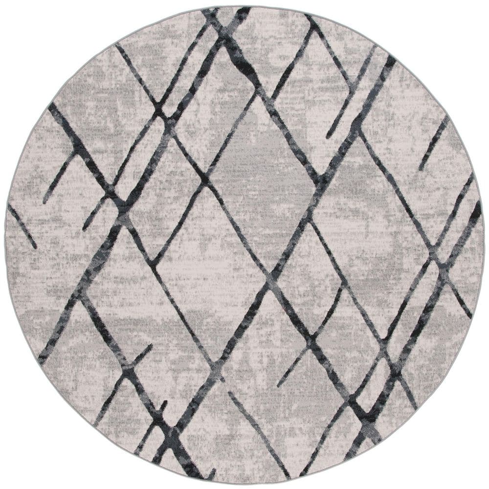 Odyssey 7 ft. x 7 ft. Gray/Black Distressed Geometric Round Area Rug price history on PriceWatchPro