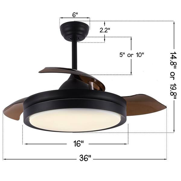 36 in. LED Indoor Modern Black 