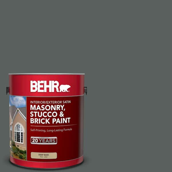 BEHR 1 gal. #N460-6 Hematite Satin Interior/Exterior Masonry, Stucco and Brick Paint