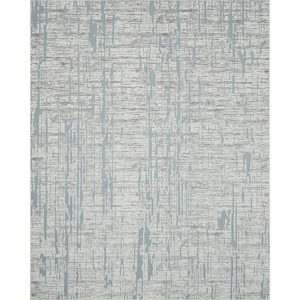 Tayse Rugs Breeze Stripe Blue 5 ft. x 8 ft. Indoor/Outdoor Area Rug