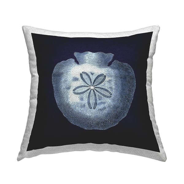 Stupell Industries Distressed Navy and White Sand Dollar Blue Square Outdoor Throw Pillow