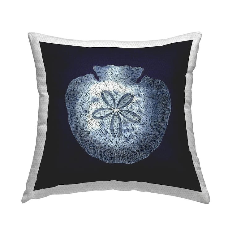 Stupell Industries Distressed Navy and White Sand Dollar Blue Square Outdoor Throw Pillow