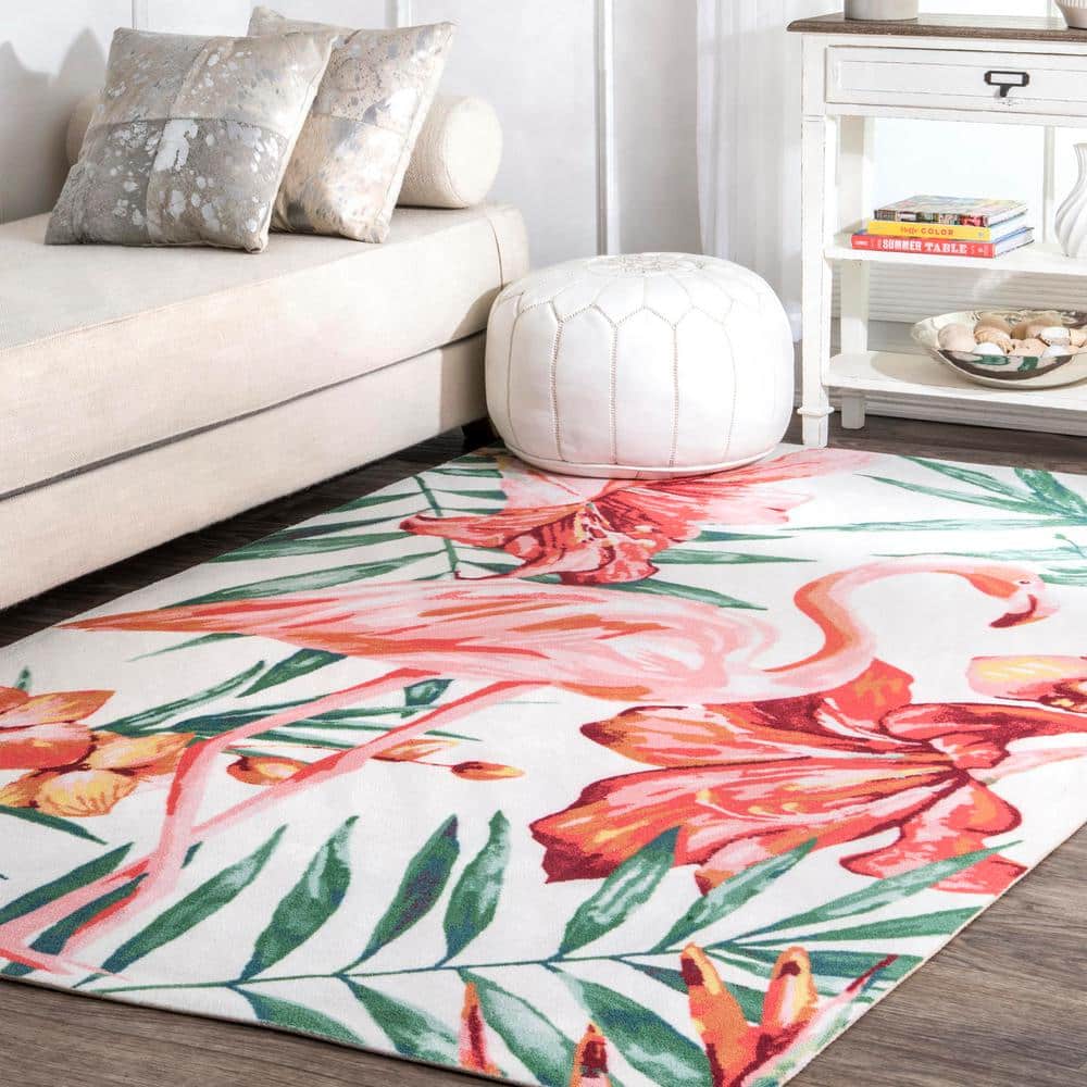 Stephanie Red Floral Synthetic Rectangular 8' x 10' Area Rug