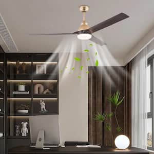 42 in. Gold and Dark Brown Modern Indoor Ceiling Fan with 3-Color Integrated LED and Reversible Motor, Remote Included