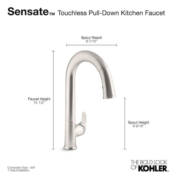 KOHLER Sensate AC-Powered Touchless Kitchen Faucet in Polished Chrome with  DockNetik and Sweep Spray K-72218-CP - The Home Depot