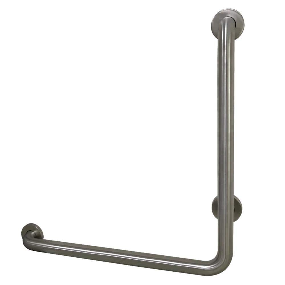 Kingston Brass LShaped 24 in. x 11/2 in. Grab Bar in Brushed Nickel