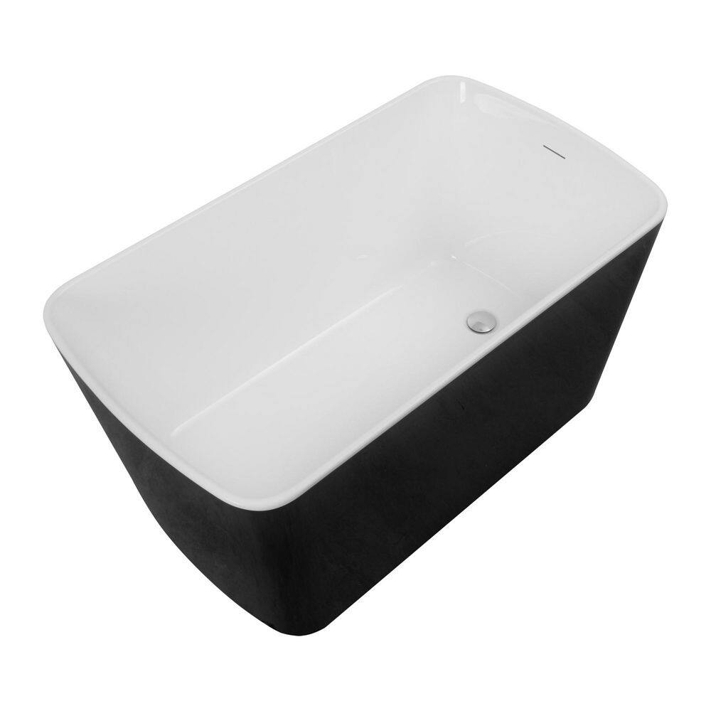 49 in. x 27.95 in. Acrylic Freestanding Soaking Bathtub with Left Drain in Black/Polished Chrome, Japanese Soaking Tub price history on PriceWatchPro