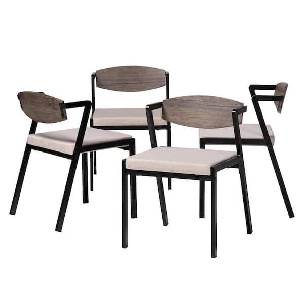 Baxton Studio Revelin Beige and Black Dining Chair (Set of 4)