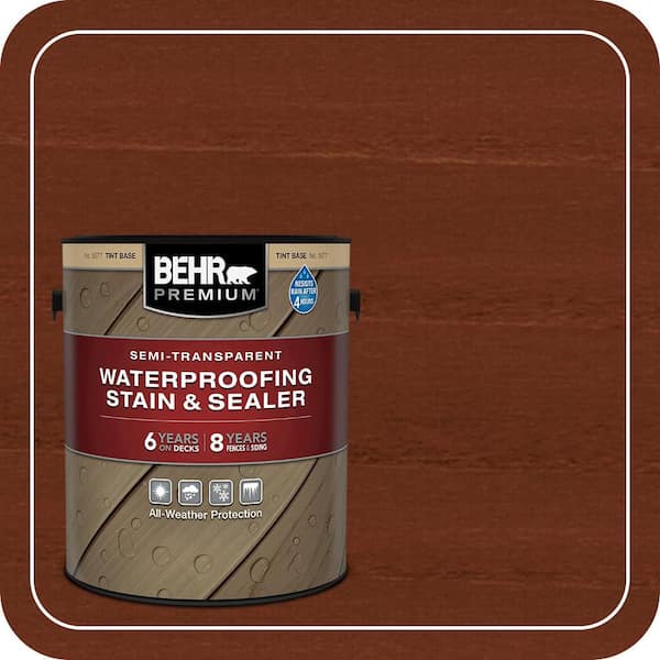 1 gal. #ST-112 Barn Red Semi-Transparent Waterproofing Exterior Wood Stain and Sealer