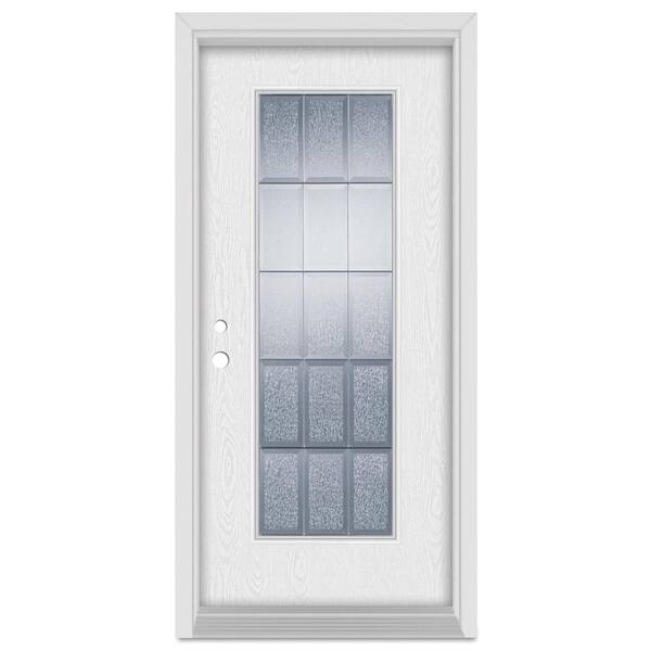 Stanley Doors 36 in. x 80 in. Geometric Right-Hand Full Lite Zinc Finished Fiberglass Oak Woodgrain Prehung Front Door