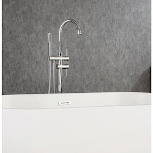 Chino Singe-Handle Freestanding Floor Mount Tub Faucet with Hand Shower in Polished Chrome