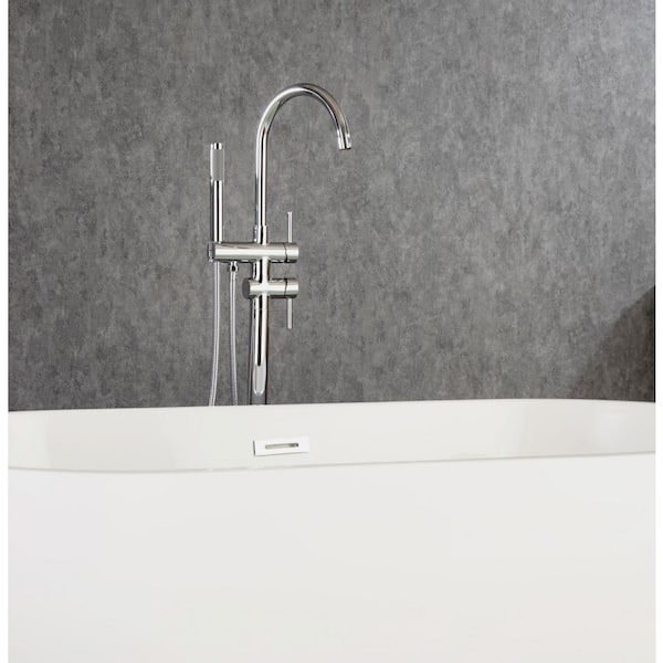 Chino Singe-Handle Freestanding Floor Mount Tub Faucet with Hand Shower in Polished Chrome
