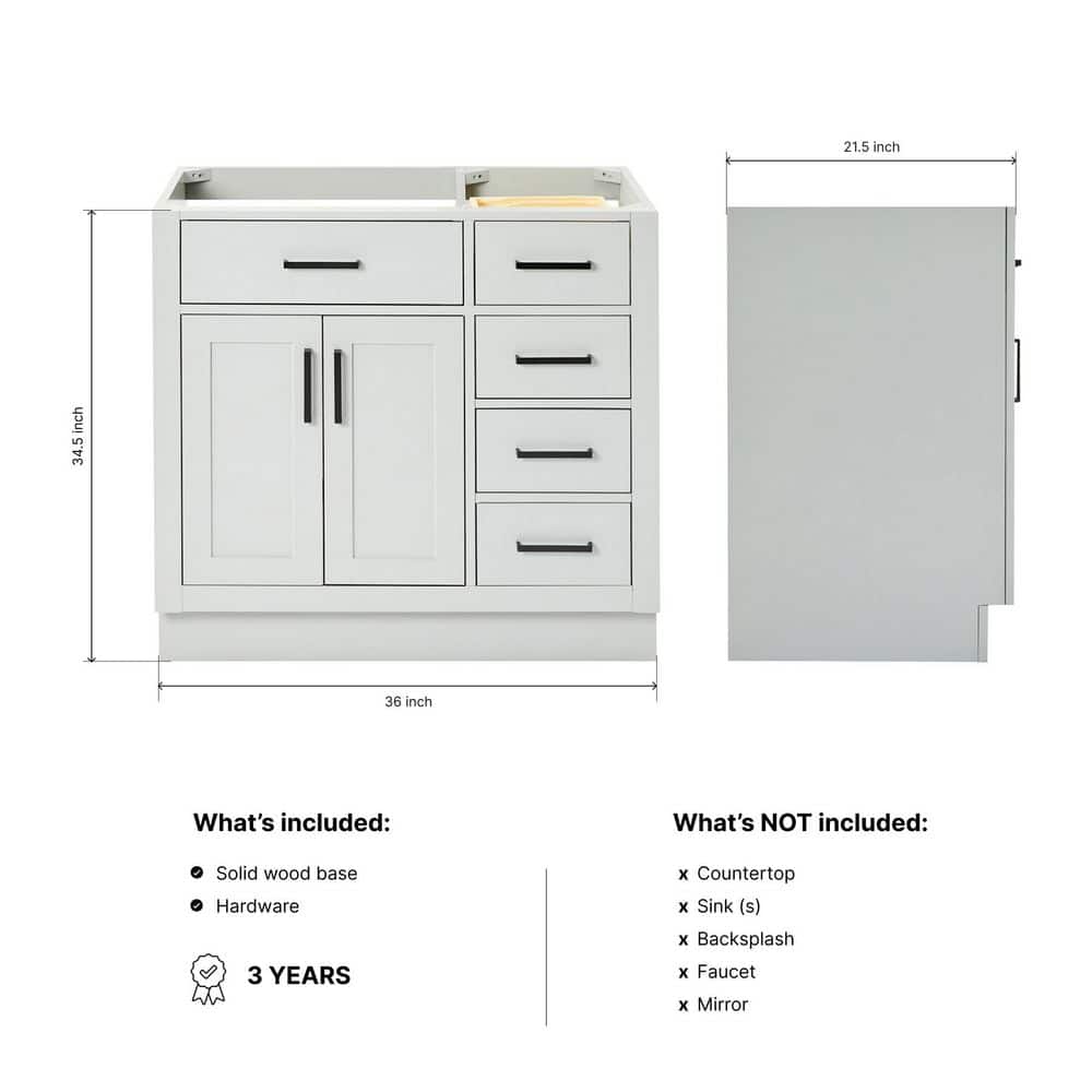 Hepburn 36" Gray Freestanding Single Vanity Cabinet