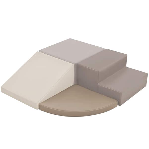 Unbranded Soft Climb and Crawl Foam Playset, Safe Soft Foam Nugget Block for Infants, Preschools, Toddlers, Kids Play in Beige