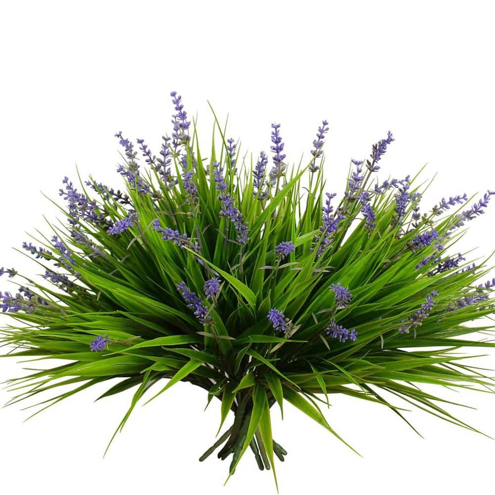 Artificial Plants Outdoor Fake Monkey Grass with Flowers, 12-Pack