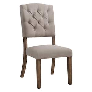Bernard Linen and Weathered Oak Highbacked Side Chair (Set of 2)