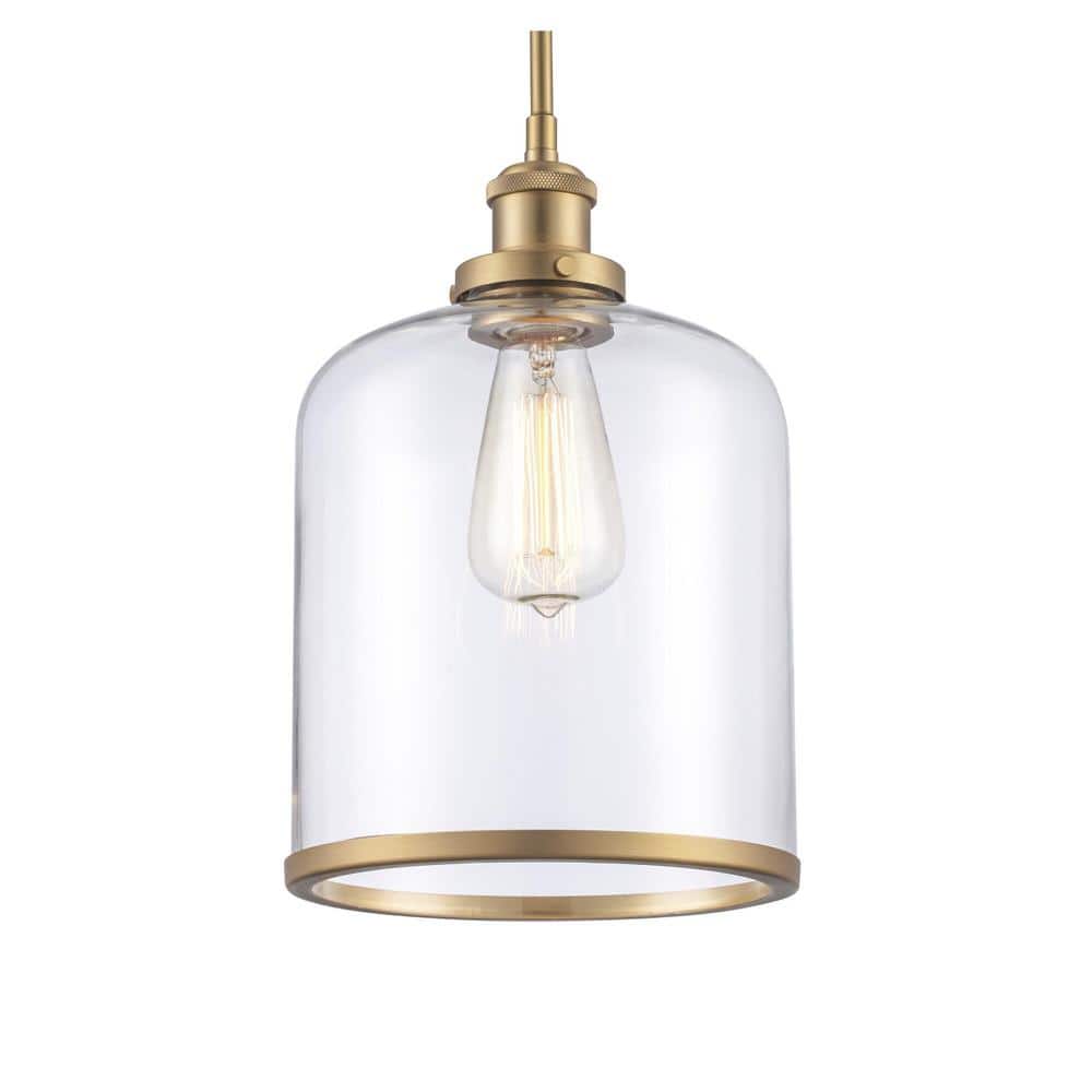 Dorina Antique Gold Mini Jar Pendant Light with Clear Glass Shade