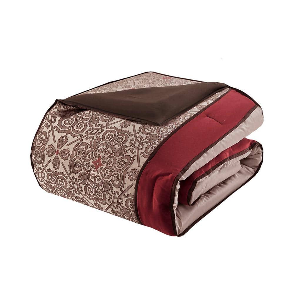Red Jacquard Queen 24-Piece Microfiber Bedding Set