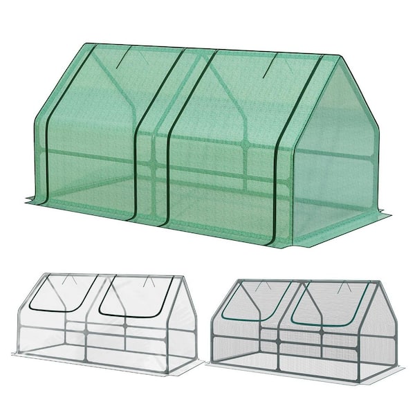 Aoodor 6 ft. W x 3 ft. D x 3 ft. H Portable Mini Greenhouse Kit with 2 Roll-up Zipper Doors, 3 Covers