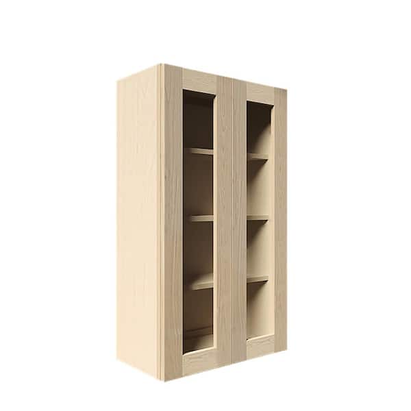 LIFEART CABINETRY Lancaster Shaker Assembled 24 in. x 42 in. x 12 in. Wall Cabinet with 2-Doors in Natural Wood