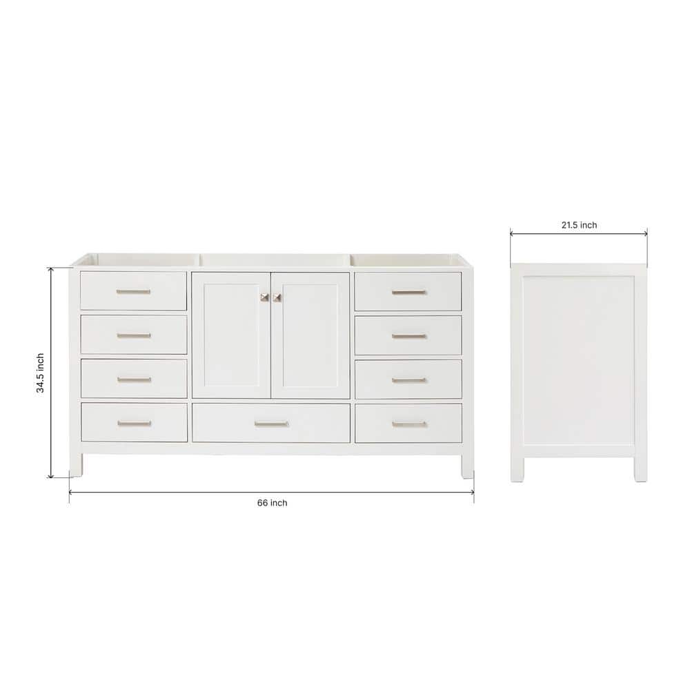 Cambridge 66'' White Freestanding Single Bathroom Vanity Base