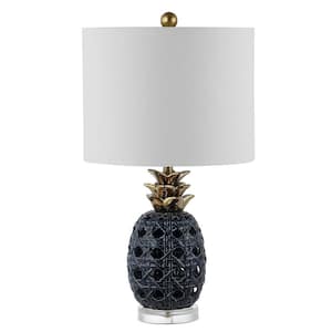 Sonny 24 in. Navy Blue Table Lamp with White Shade