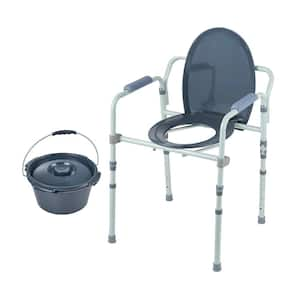 23.62 in. x 21.85 in. Bedside Commode Chair Armrest Toilet Seat in Black with Removable Bucket for Adults Seniors