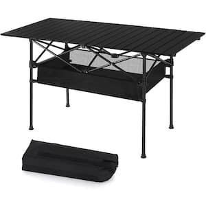 Oumilen 46.5 in. x 26.8 in. x 21.7 in. Black Camping Table 