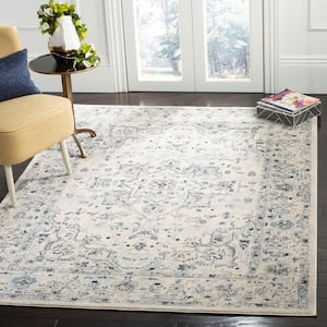 Charleston Ivory/Light Blue 5 ft. x 8 ft. Border Area Rug