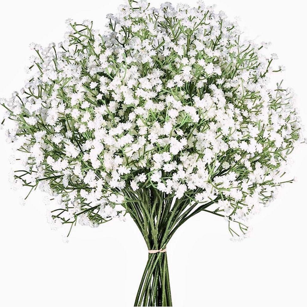4.00 in. White Artificial Gypsophila Flowers Real Touch Branch