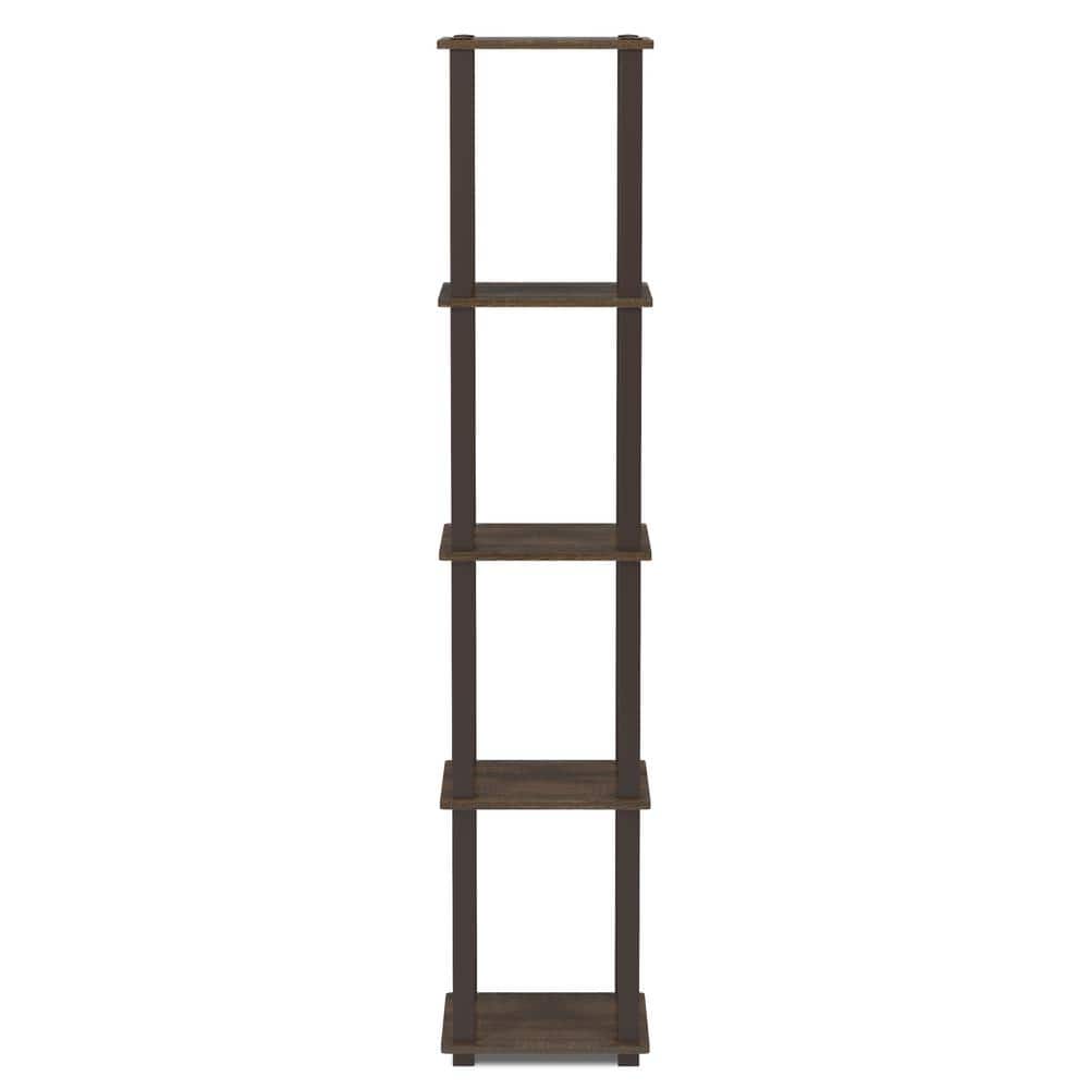 Walnut Finish 5-Tier Corner Display Shelf for Living Room