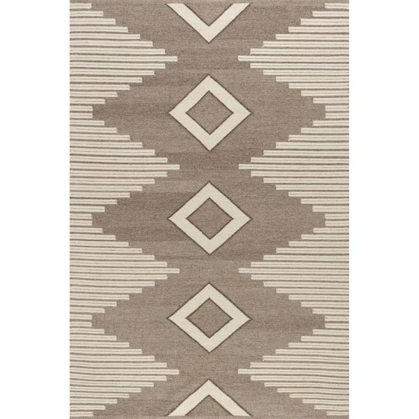 Grove Southwestern Wool Blend Taupe 5 ft. x 8 ft. Indoor/Outdoor Patio Area Rug