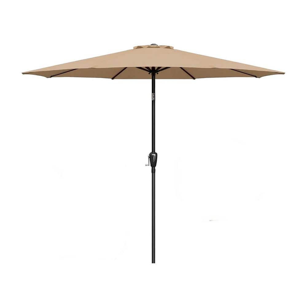 9 ft. Outdoor Market Patio Umbrella in Tan with Push Button Tilt and Crank,